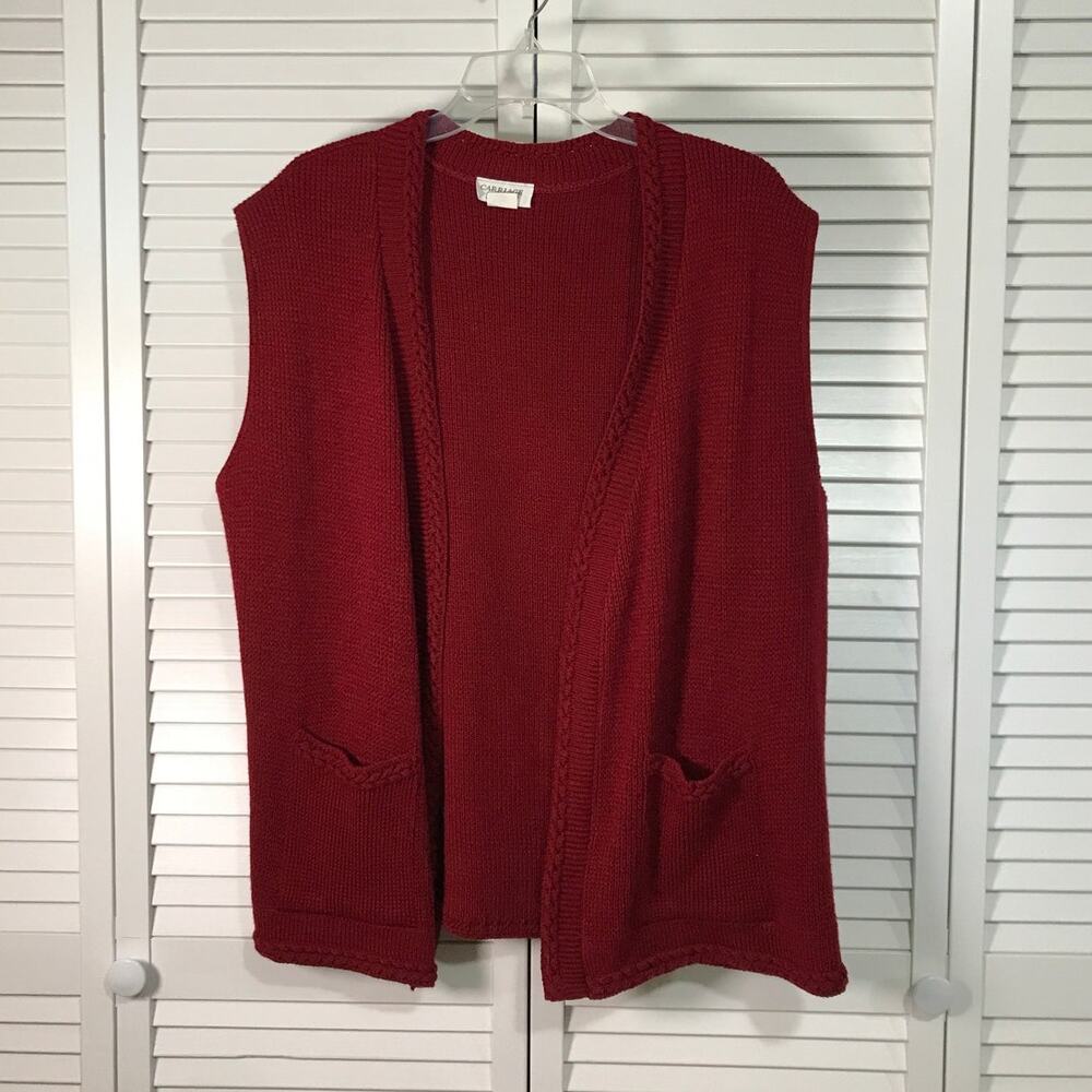 Carriage Court Vintage Red Cardigan Sweater Vest L